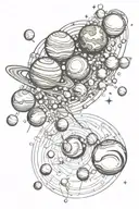 Planets and universe instead tattoo design idea