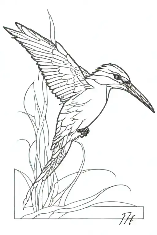diving kingfisher into the water tattoo design idea