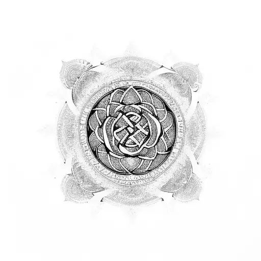 mandala with endless knot and tree of life tattoo design idea