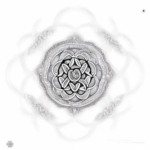 mandala with endless knot and tree of life tattoo design idea