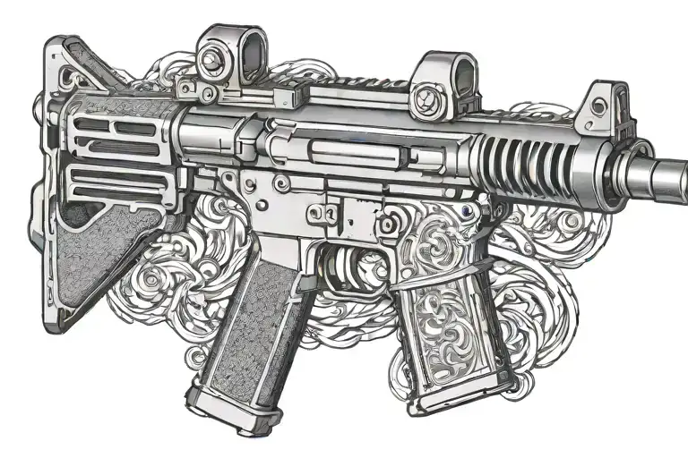 Gun m16 tattoo design idea