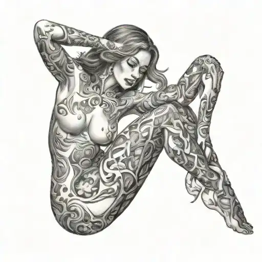 nude women full body tattoo design idea