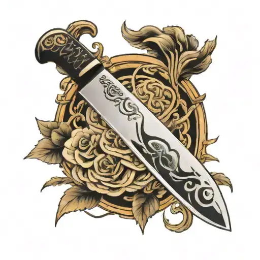 Chef knife for back tattoo design idea