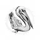 pelican and a clock tattoo design idea