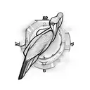 pelican and a clock tattoo design idea
