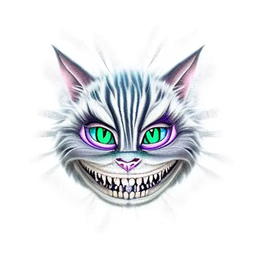 cheshire cat smile tattoo design idea