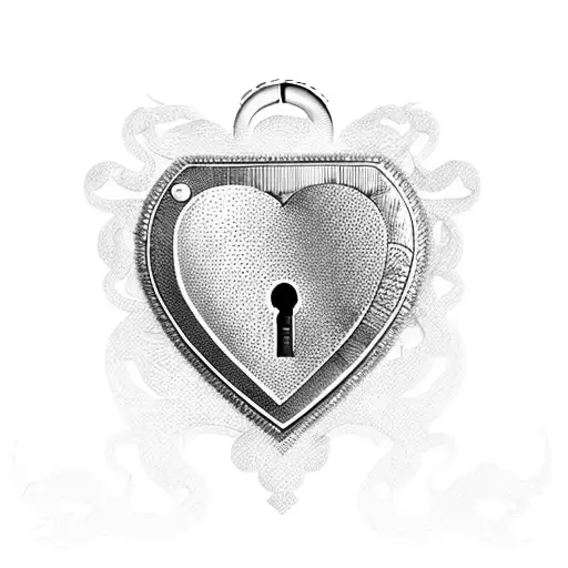 A heart-shaped lock and key with intricate designs tattoo design idea