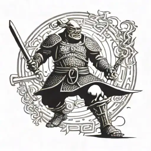 shrek samurai full length tattoo design idea