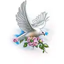 dove with roses in hour class tattoo design idea