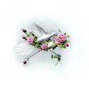 dove with roses in hour class tattoo design idea