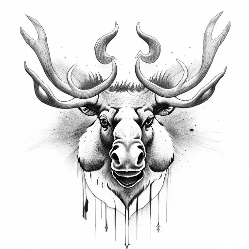  new school moose with crazy horns tattoo design idea