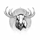  new school moose with crazy horns tattoo design idea