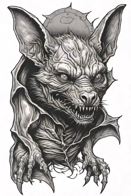 Vampire bat horror tattoo design idea