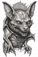 Vampire bat horror tattoo design idea