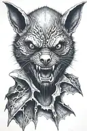 Vampire bat horror tattoo design idea