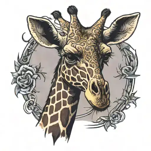 demonic giraffe standing with a birth date tattoo tattoo design idea