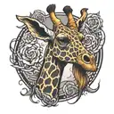 demonic giraffe standing with a birth date tattoo tattoo design idea