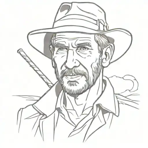 Indiana jones sketch tattoo design idea