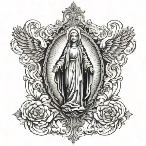 the miraculous medal tattoo design idea