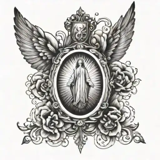 miraculous medal tattoo design idea