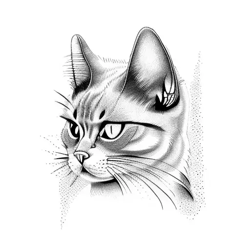 angry cat with wings  tattoo design idea