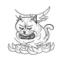 angry cat with wings  tattoo design idea