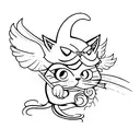 angry cat with wings  tattoo design idea