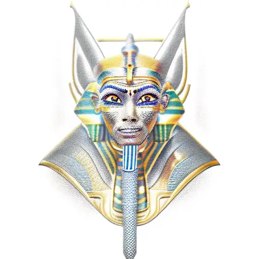 A pharaoh alien with golden and black tattoos tattoo design idea