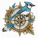 compass arrow Geometric Shapes Blue Jay tattoo design idea