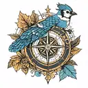 compass arrow Geometric Shapes Blue Jay tattoo design idea