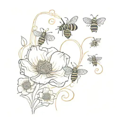 Medusa tattoo with honey bees and hives and poppy flowers  tattoo design idea