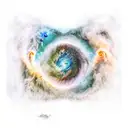 moebius band with helix nebula inside and gargantua and eagle nebula tattoo design idea