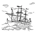 Draw me a tattoo with a cruise ship as the main idea with a soccer ball and the number 22, lipstick and an umbrella tattoo design idea