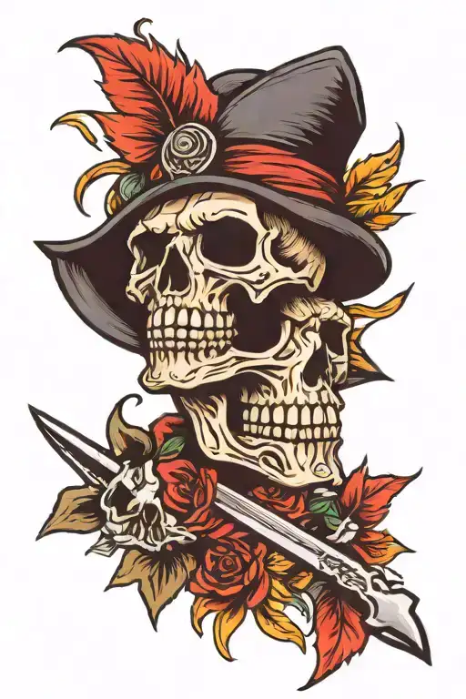 skull daggers hemp bandit tattoo design idea