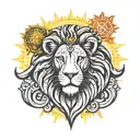 sun god , lion , heart , hindu scripture, universe tattoo design idea