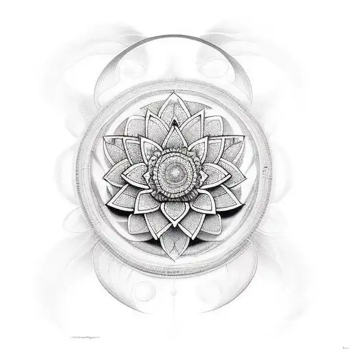 lotus and moon cycle tattoo design idea