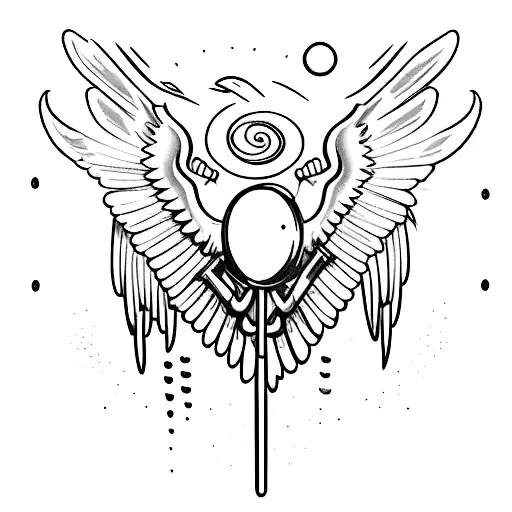 A melting wax winged dumbbell tattoo design idea