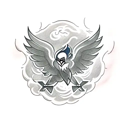 A weightlifting barbell transforming into a phoenix tattoo design idea