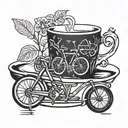 espresso cup with bicycles  incorporated tattoo design idea
