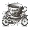 espresso cup with bicycles  incorporated tattoo design idea