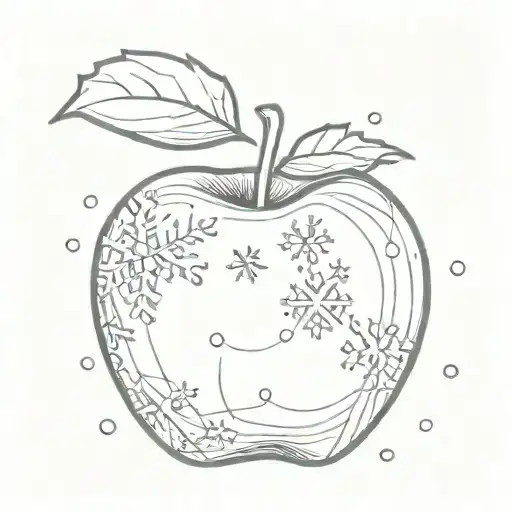 simply apple with snow flakes  tattoo design idea