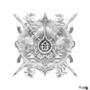 live by the sword die by the sword written in latin tattoo design idea