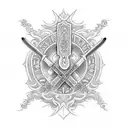 live by the sword die by the sword written in latin tattoo design idea