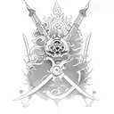 live by the sword die by the sword written in latin tattoo design idea