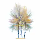 aspen tree with roots, fall colors tattoo design idea