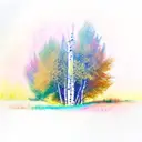 aspen tree with roots, fall colors in watercolor tattoo design idea