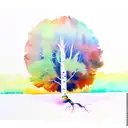 aspen tree with roots, fall colors in watercolor tattoo design idea