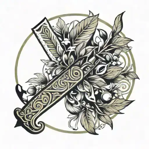 cleaver with a olive wreath tattoo design idea