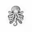 An octopus with intricate tentacles wrapping around a treasure chest tattoo design idea
