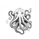 An octopus with intricate tentacles wrapping around a treasure chest tattoo design idea